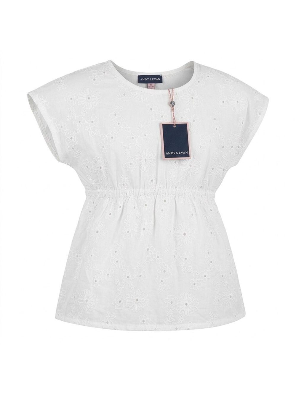 Andy & Evan Boho White Eyelet Floral Top Size 6 Embroidered Cotton Summer Blouse